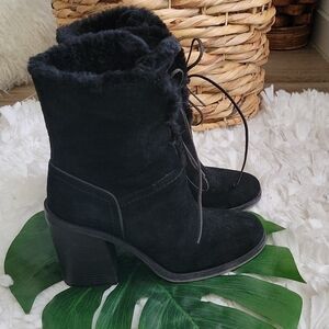 UGG Australia jerene black leather boots Office Siren Goth Grunge Corpcore